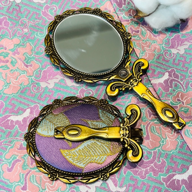 新中式宋锦镜子原创设计折叠no退no换手工