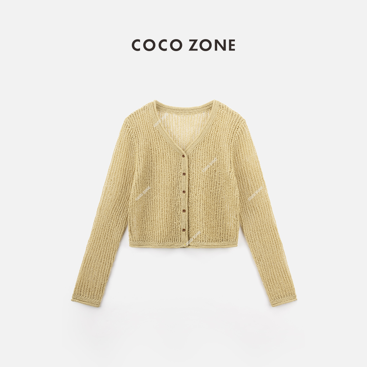 COCO ZONE 刘一一"琉璃"简约单排扣V领针织衫长袖上衣 CC1A0539