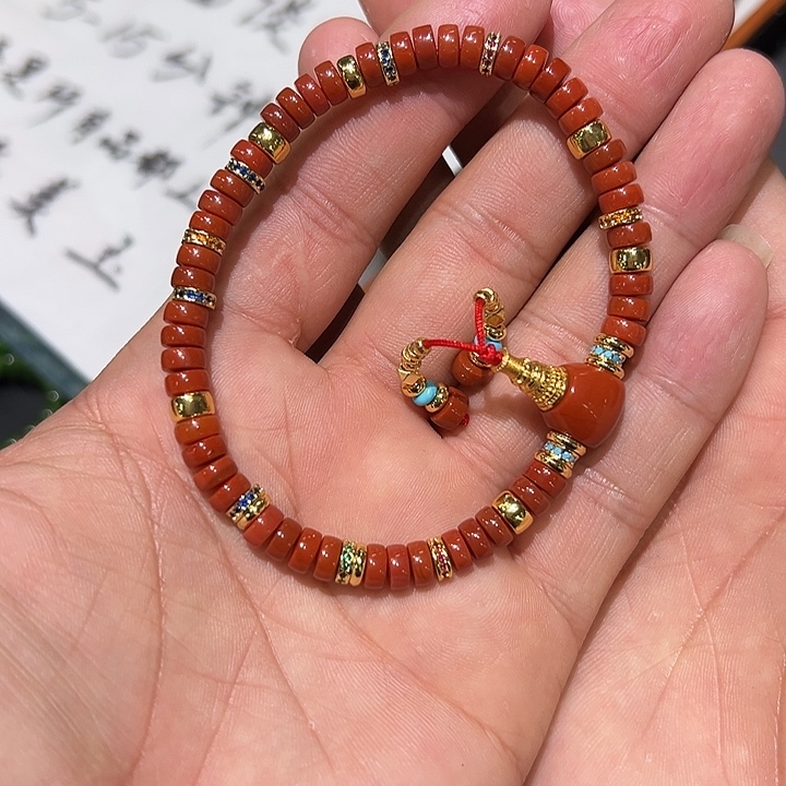 简***致南红玛瑙合金手串