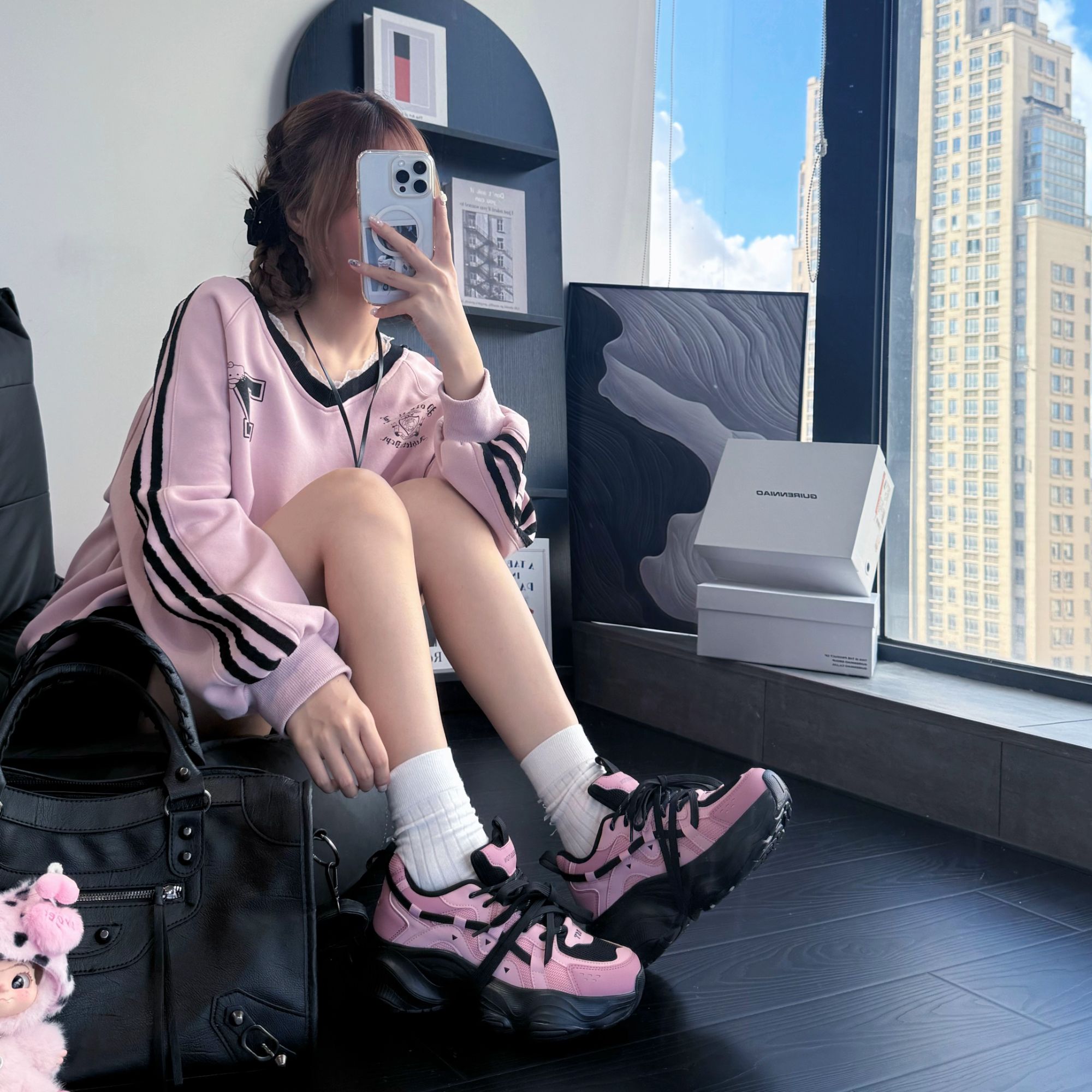 皮面款 高端线露思同款秋冬密网云逸丨7.5cm真实增高老爹鞋厚底