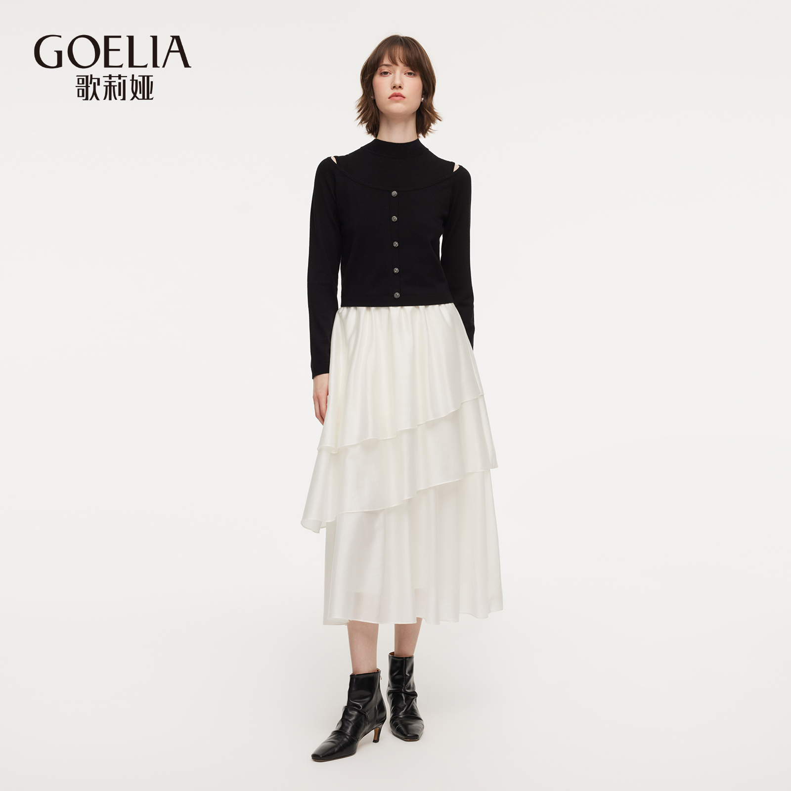 歌莉娅春季新品长袖套装（针织衫+连衣裙） 1F2RAC210