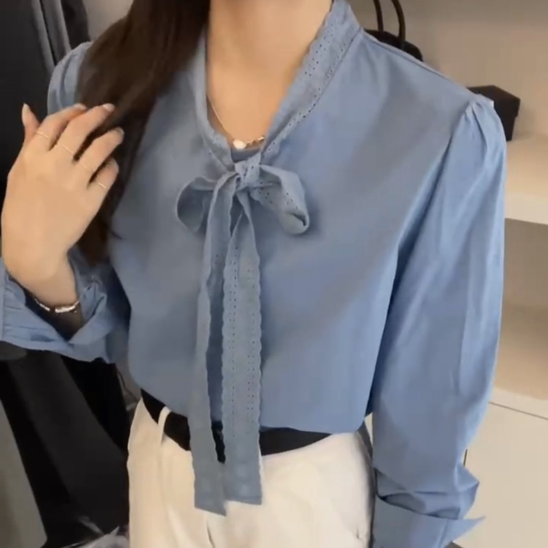 飘带蝴蝶结衬衣5036
