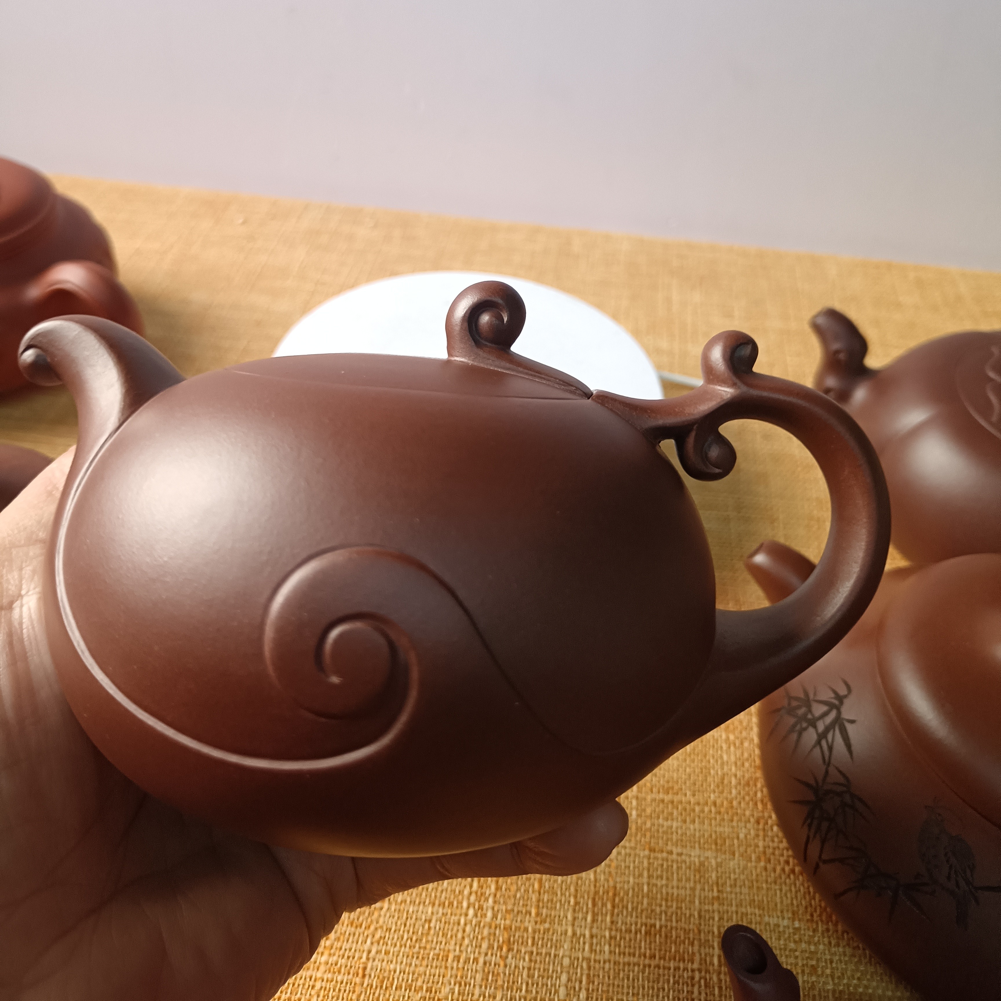 精品原矿紫砂茶壶老紫泥料，精美纯手工大容量千江月紫砂茶壶