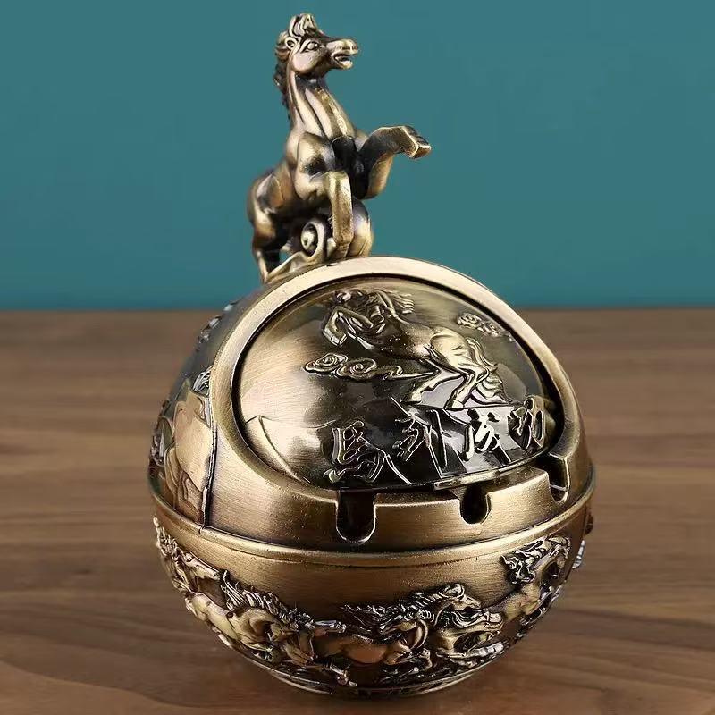 生肖带盖防飞灰烟灰缸