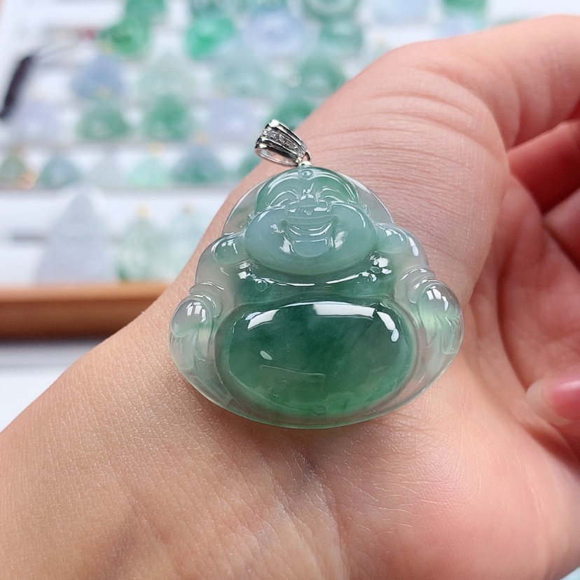 【闪购商品】翡翠吊坠(赠链)18K金镶嵌