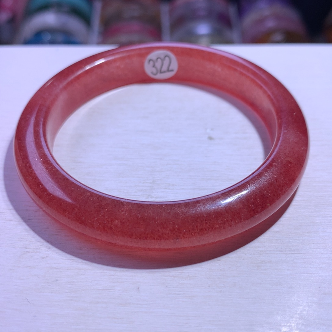 水晶手镯未镶嵌鸽血红草莓晶57.5圈322