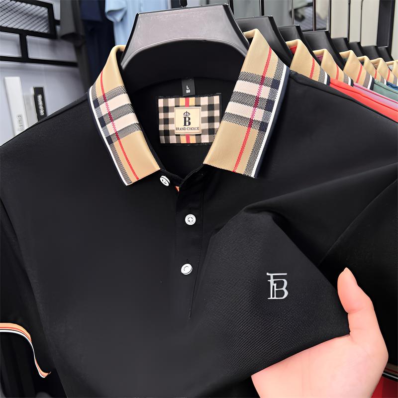 一折特价 英伦巴宝家男士T恤短袖夏季新款纯色翻领休闲POLO衫男款