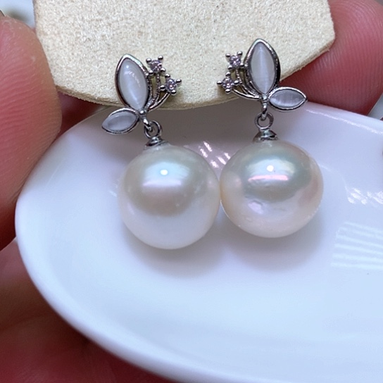 淡水珍珠耳饰银S925镶嵌
