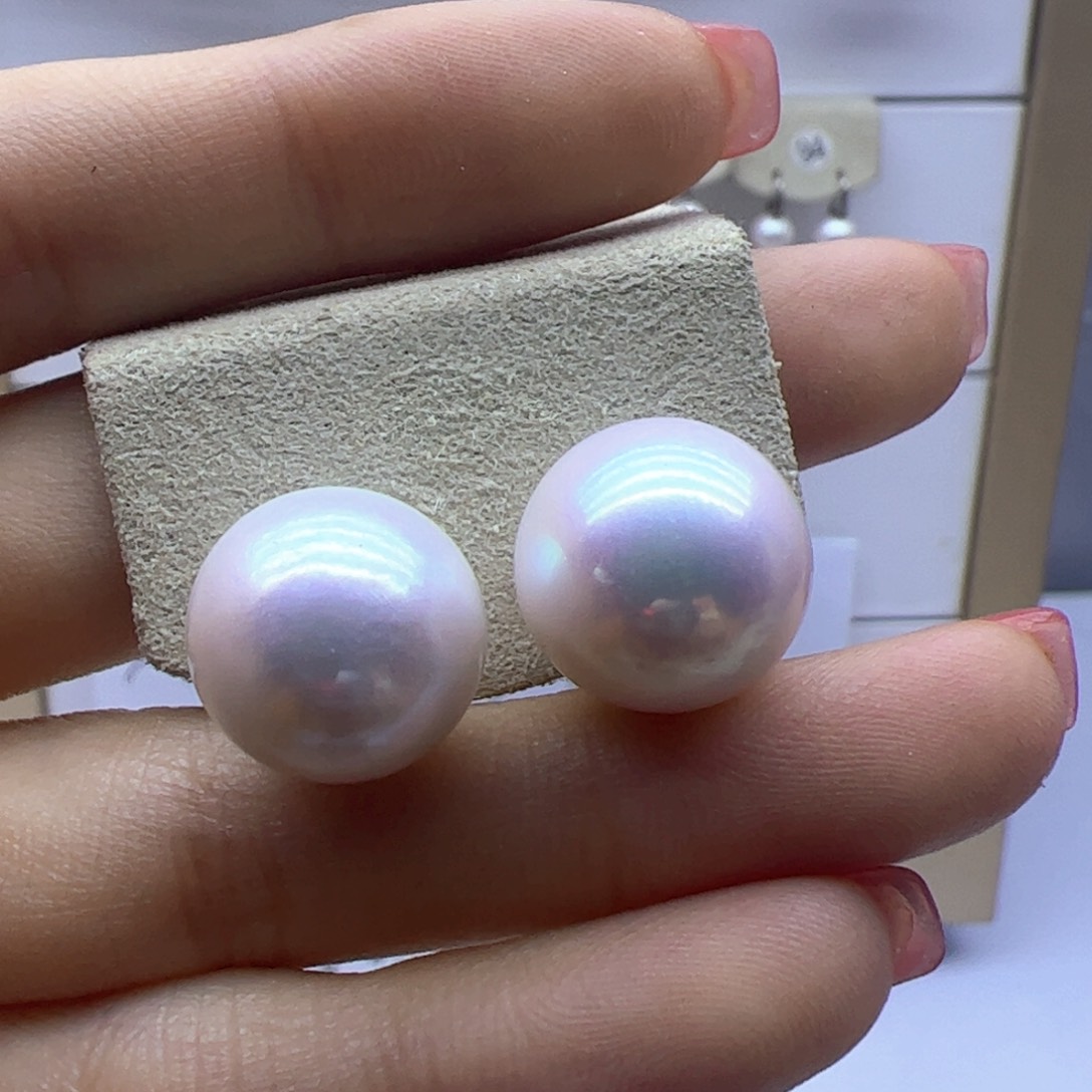 银S925镶嵌淡水珍珠耳饰