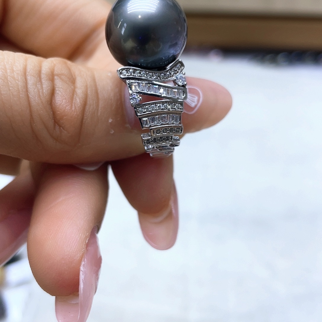 海水珍珠戒指银S925镶嵌