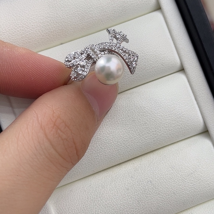 银S925镶嵌海水珍珠戒指