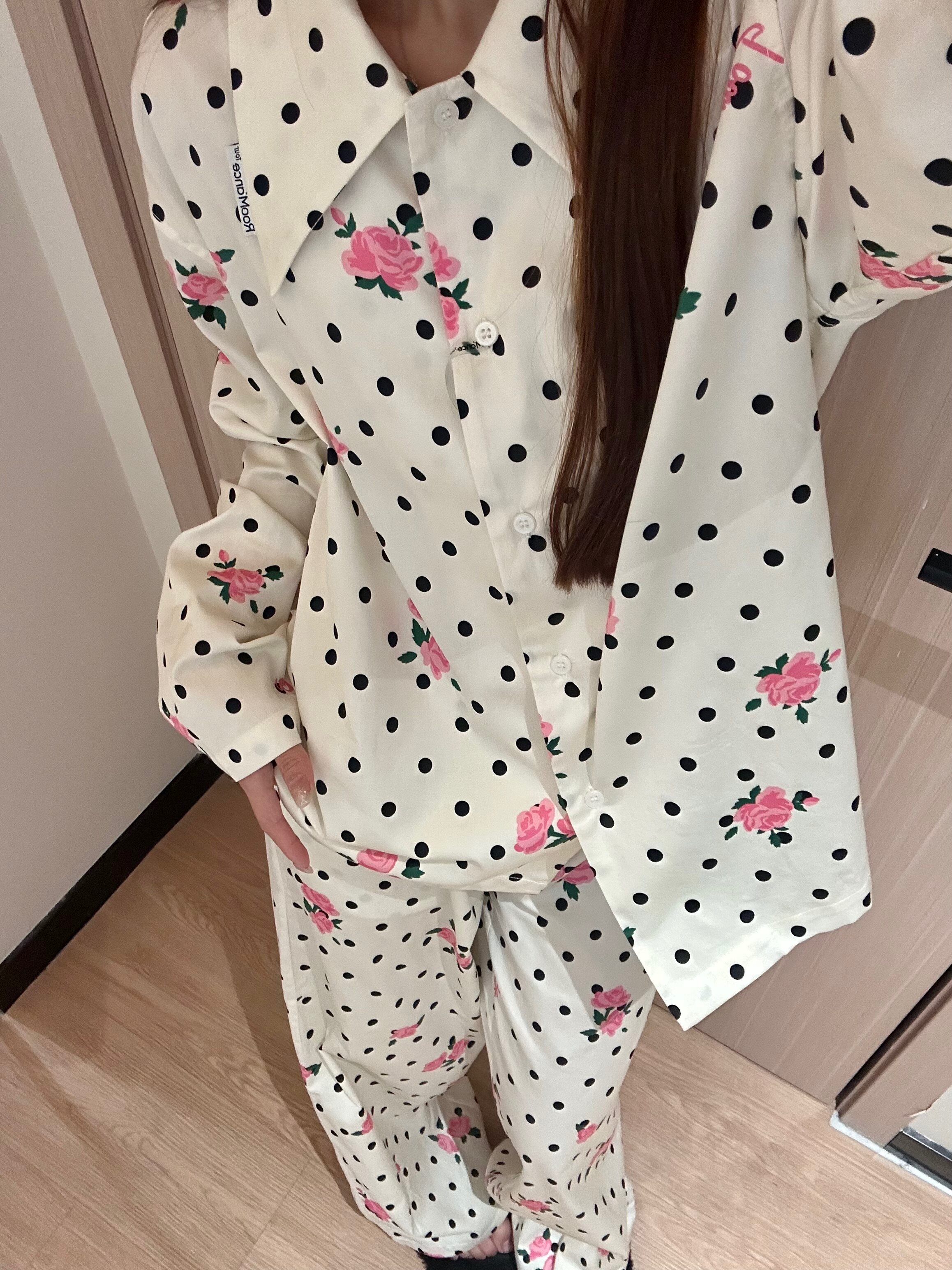 【花朵波点】少女纯欲印花长袖睡衣女冬季新款家居服长裤外穿套装