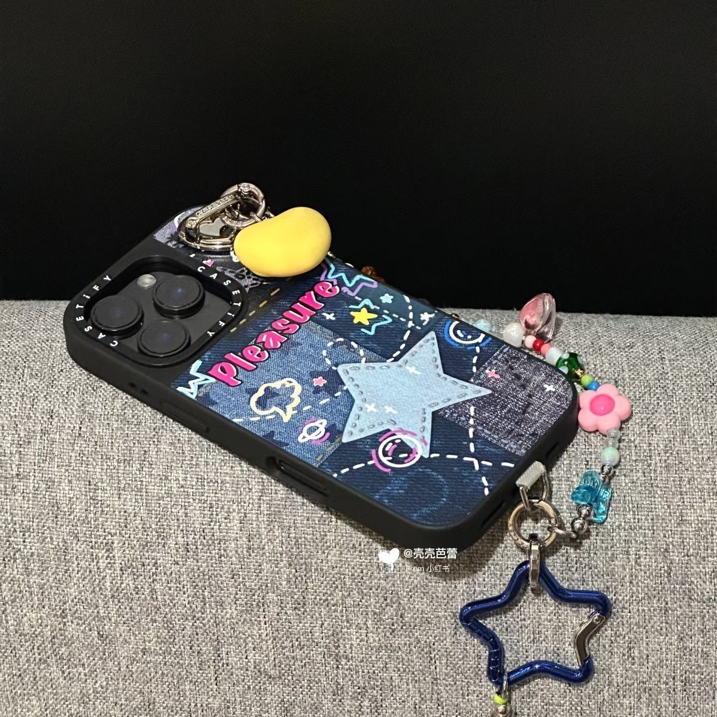 牛仔布纹五角星16promax爆款15pro轻奢潮款14Plus/13涂鸦时尚