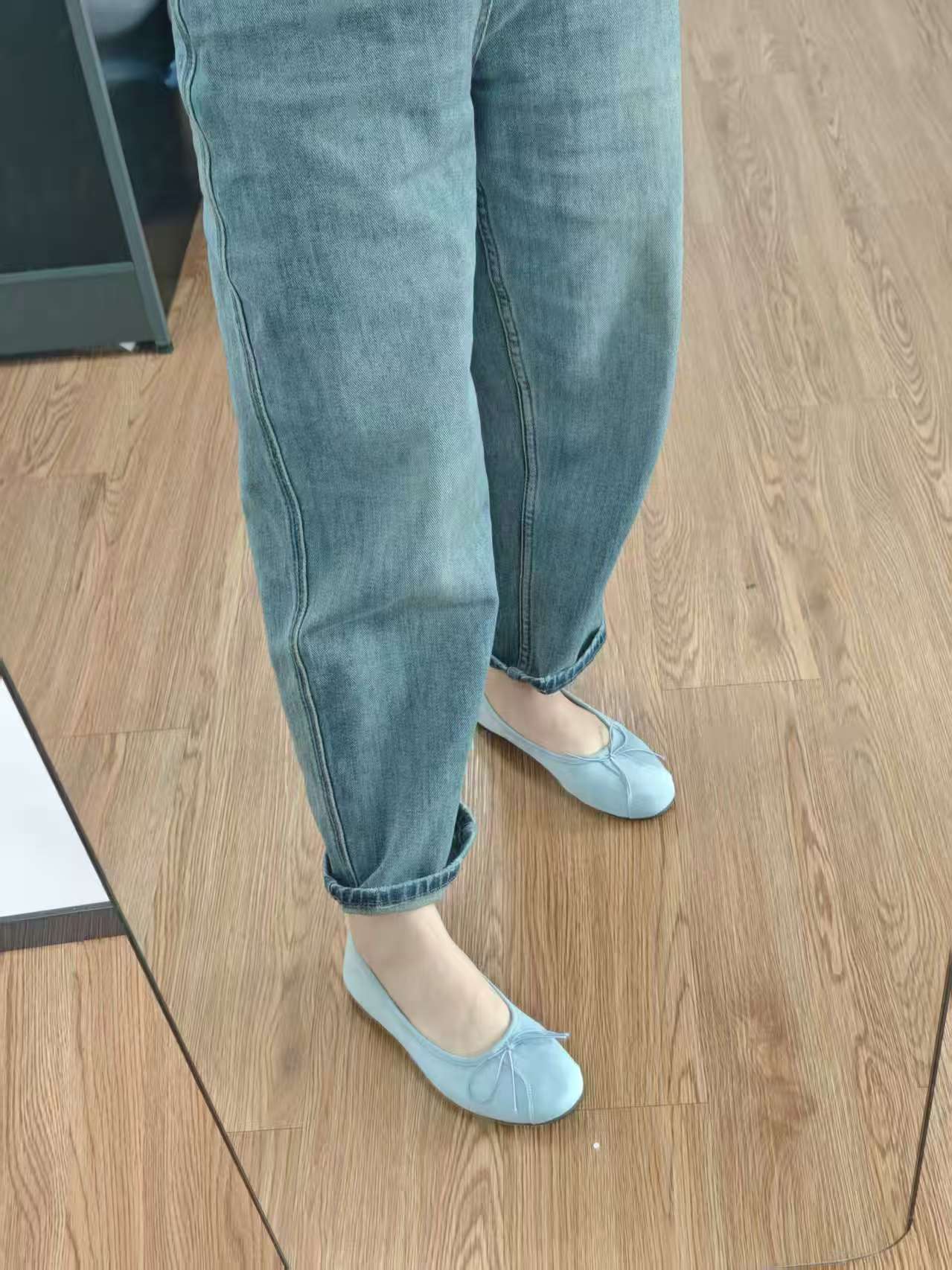 仓美美女装-浅口一脚蹬软平底蝴蝶结小单鞋