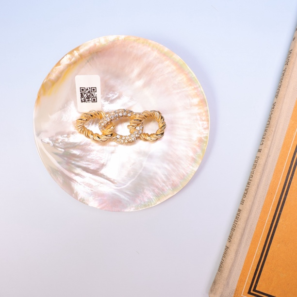 95新 DIOR/迪奥 柚礼中古/迪奥素金绳结一字胸针la512042