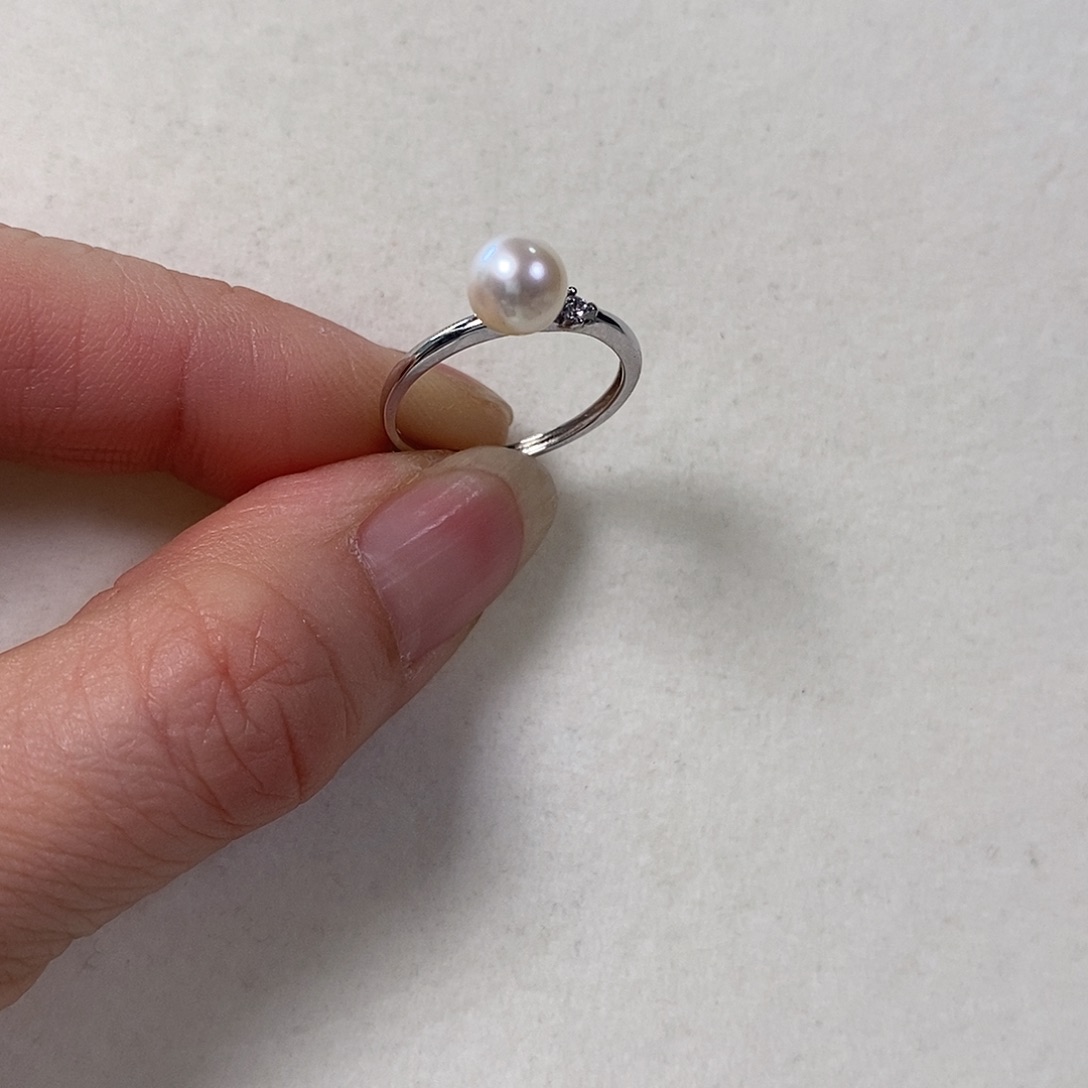 淡水珍珠戒指银S925镶嵌棠极光6-7mm