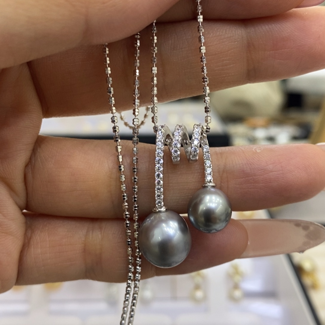 银S925镶嵌海水珍珠套链