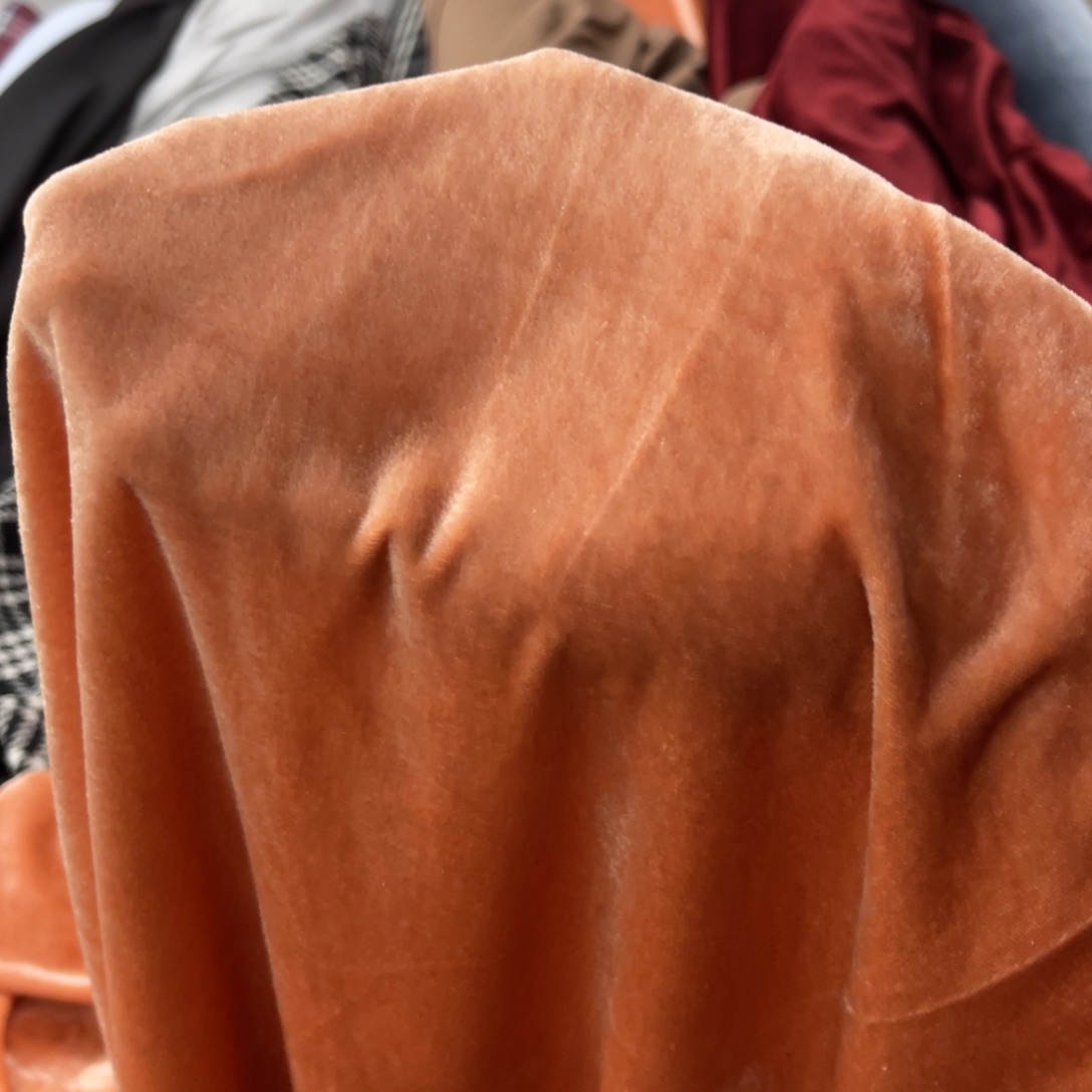 米***宝混纺橘色金丝绒1米布料