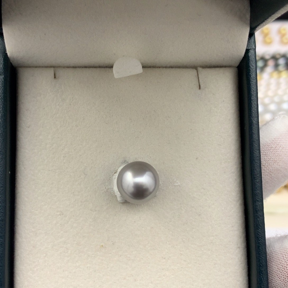 海水珍珠裸珠11.3mm强光近圆铂金灰