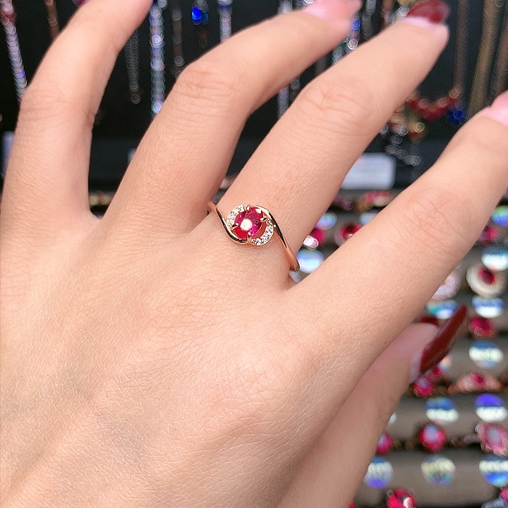 红宝石戒指银S925镶嵌46