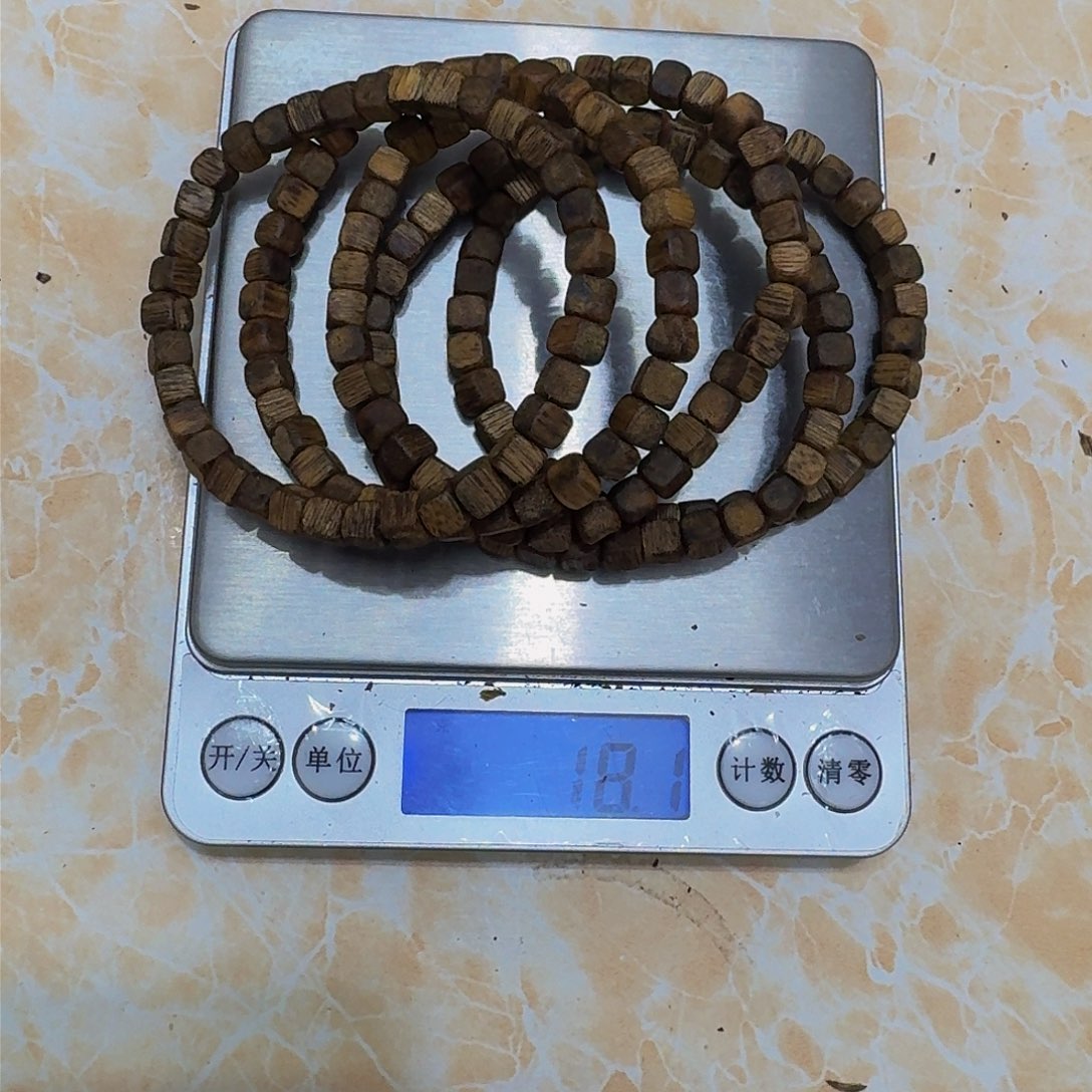 沉香手串乌身随形方珠单圈手串多样性发一0.5/3.8