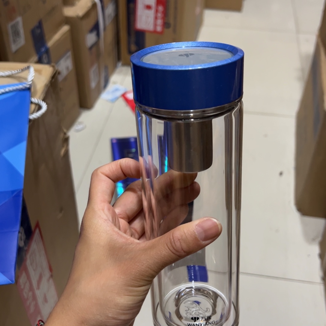 万象v148sl蓝色玻璃杯380玻璃杯380蓝色➕杯套