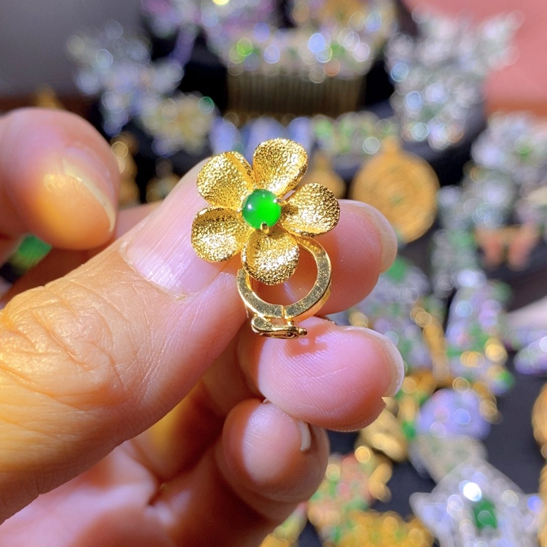吊坠(不含链)银S925镶嵌翡翠