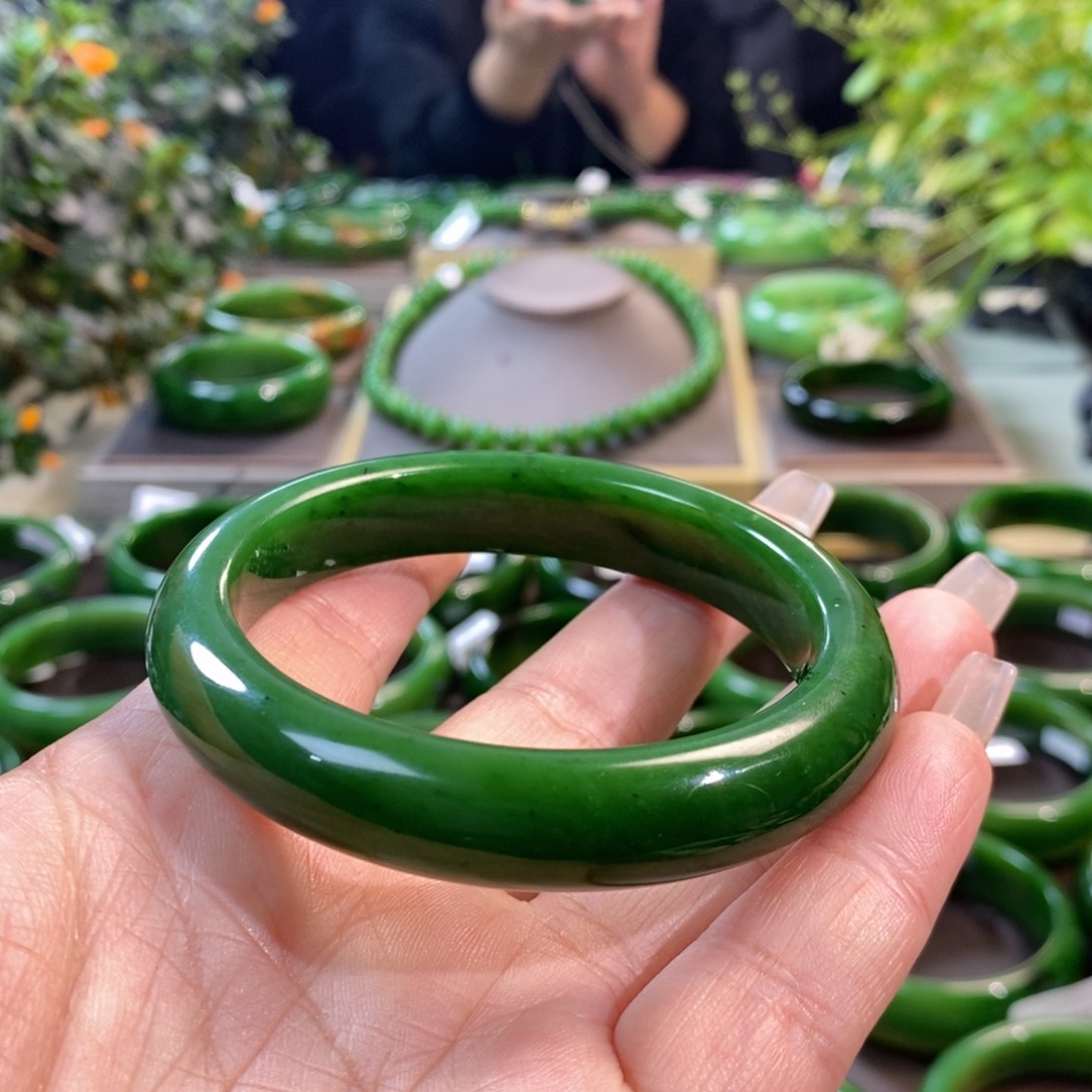 和田玉（碧玉）手镯未镶嵌竹****8