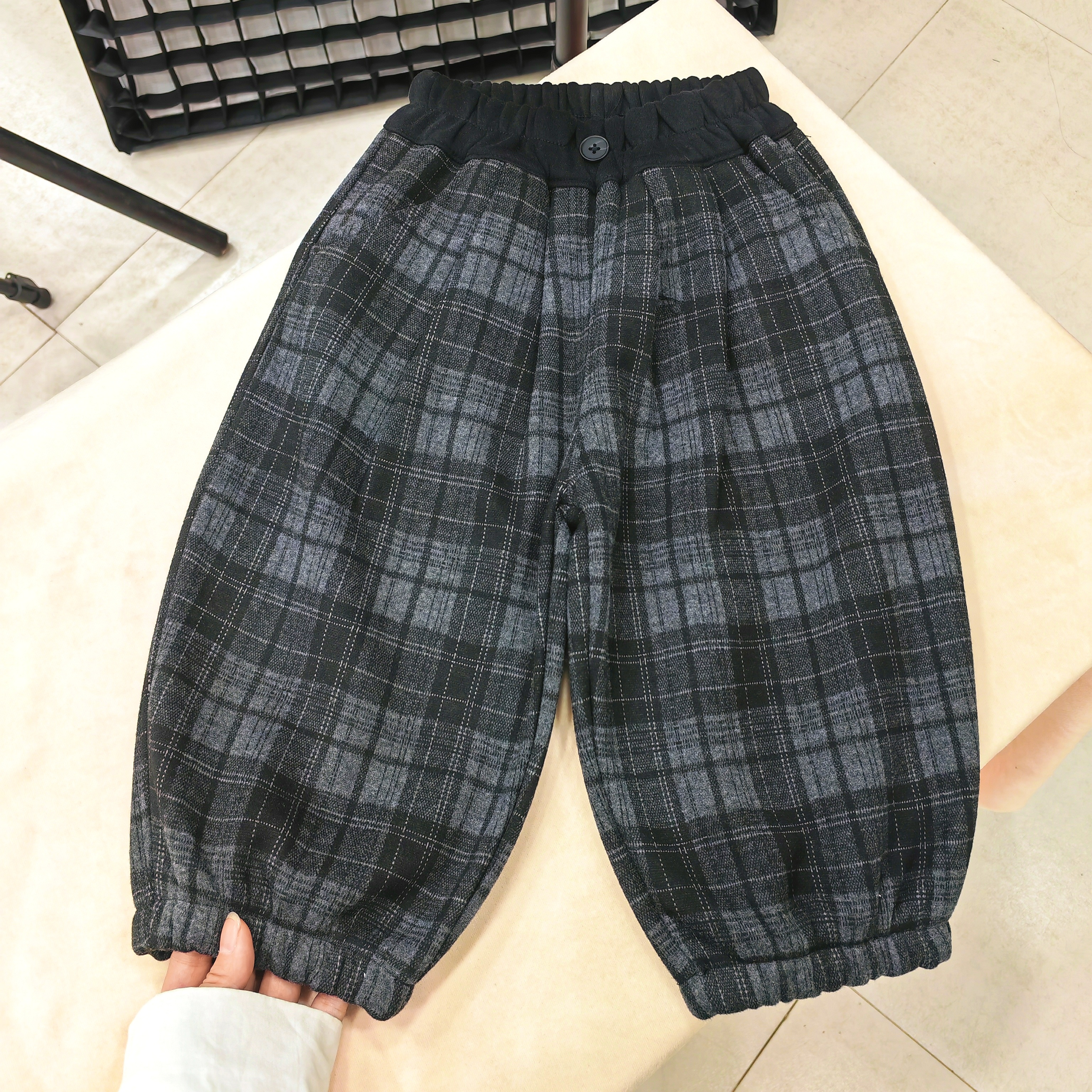 加绒加厚男女童秋冬装裤子格子裤儿童运动裤中小童休闲裤韩版