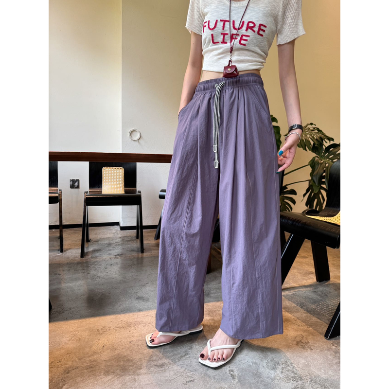 042【夏季新款】多处立体拼接宽松慵懒显瘦百搭九分阔腿裤（25508）