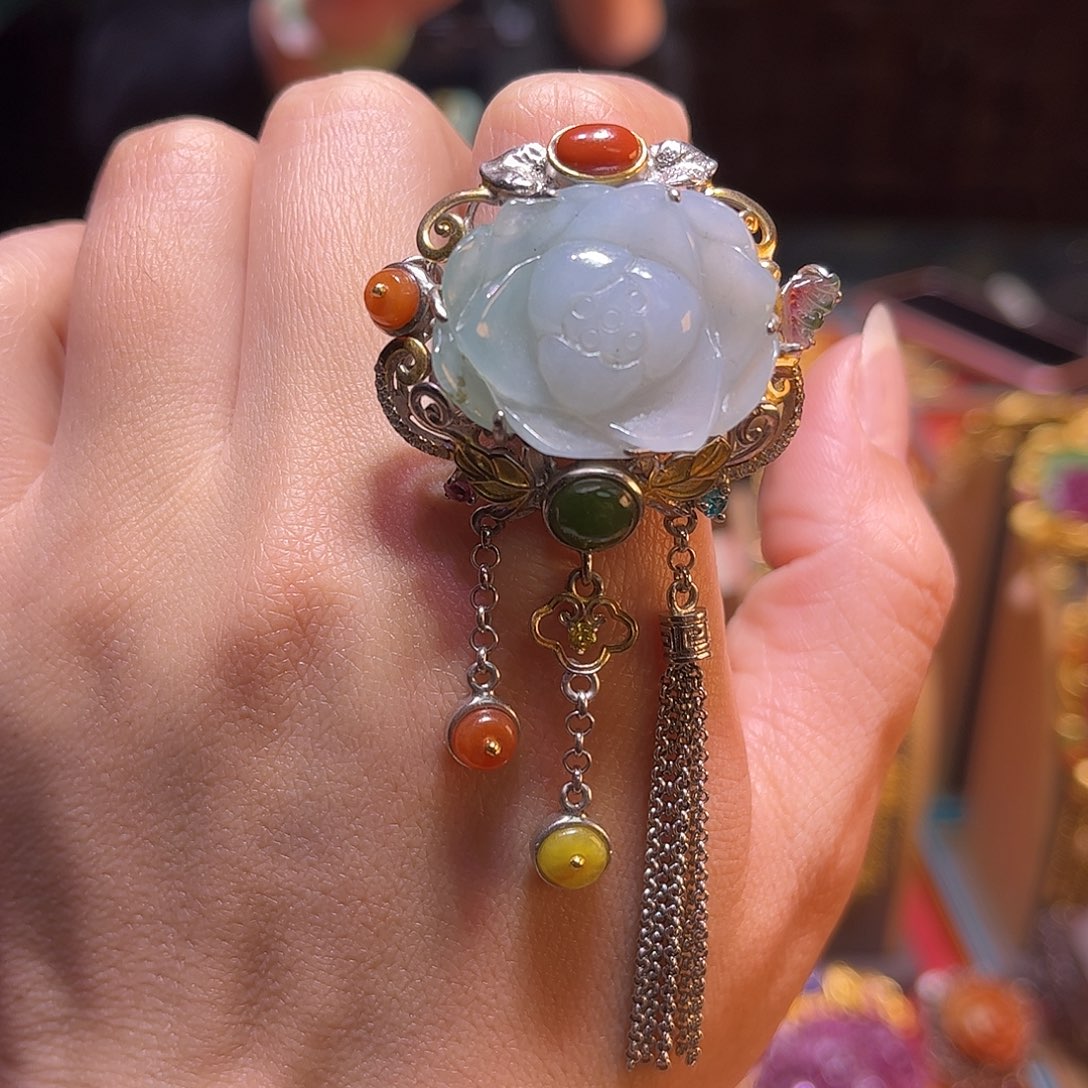 翡翠银S925镶嵌戒指双十二直降不议价