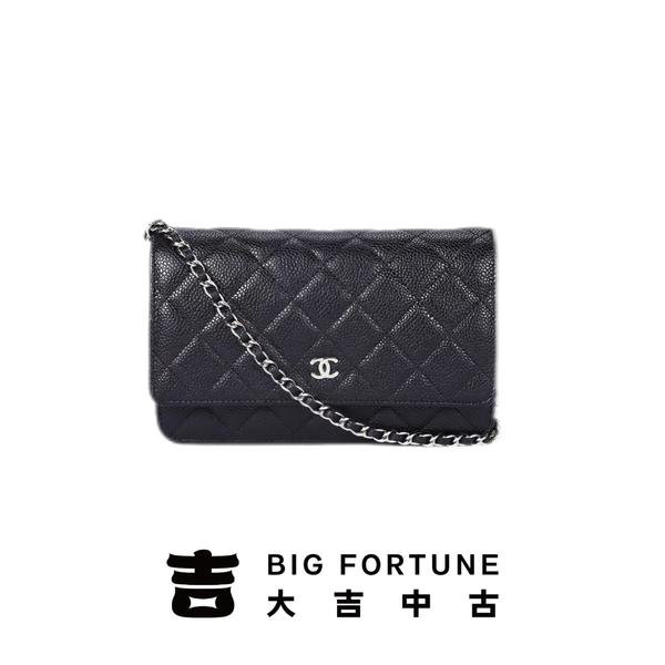 大吉中古/Chanel香奈儿黑银woc荔枝牛斜挎包