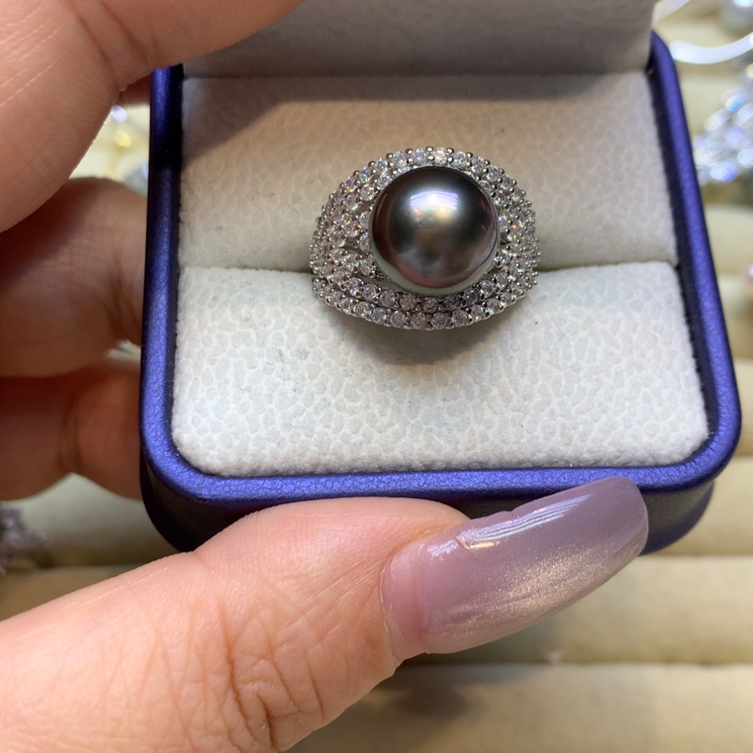 银S925镶嵌戒指海水珍珠