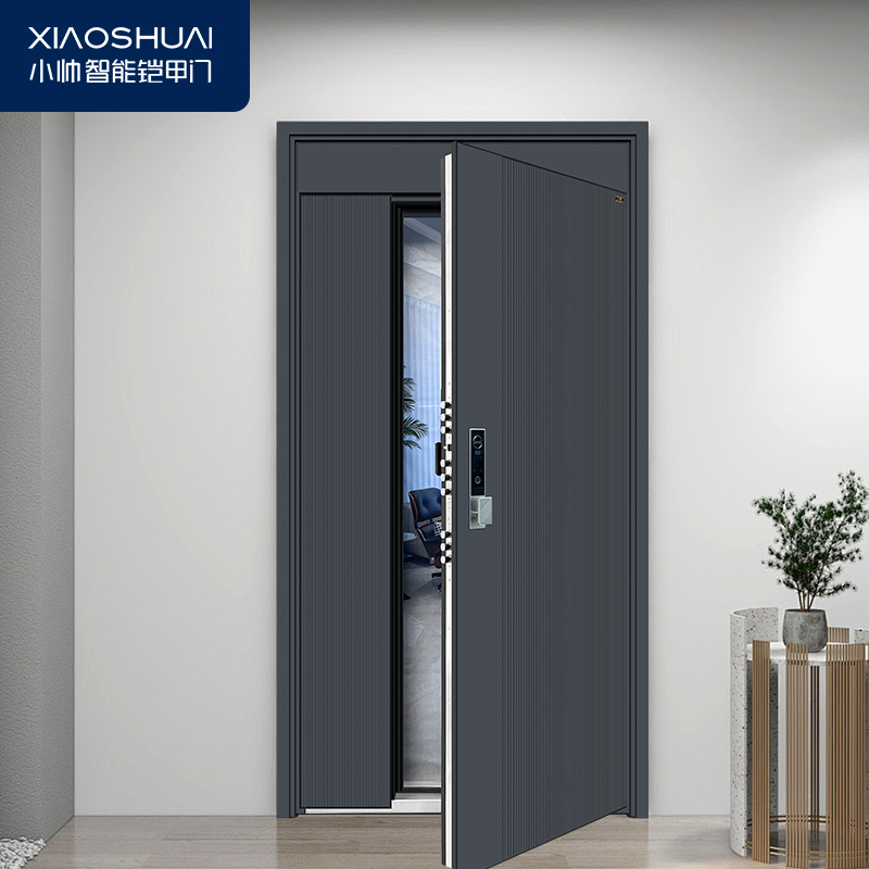 甲级铸铝板精雕智能入户防盗门铝箔隔音填充单门子母门