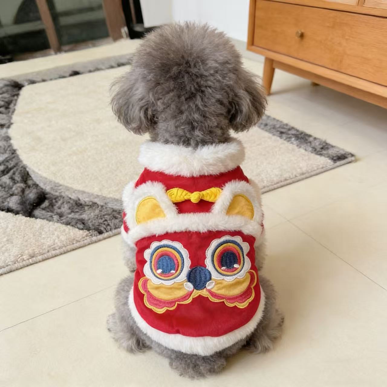 新款宠物衣服泰迪比熊猫咪吉娃娃无毛猫保暖加绒两脚唐装新年装