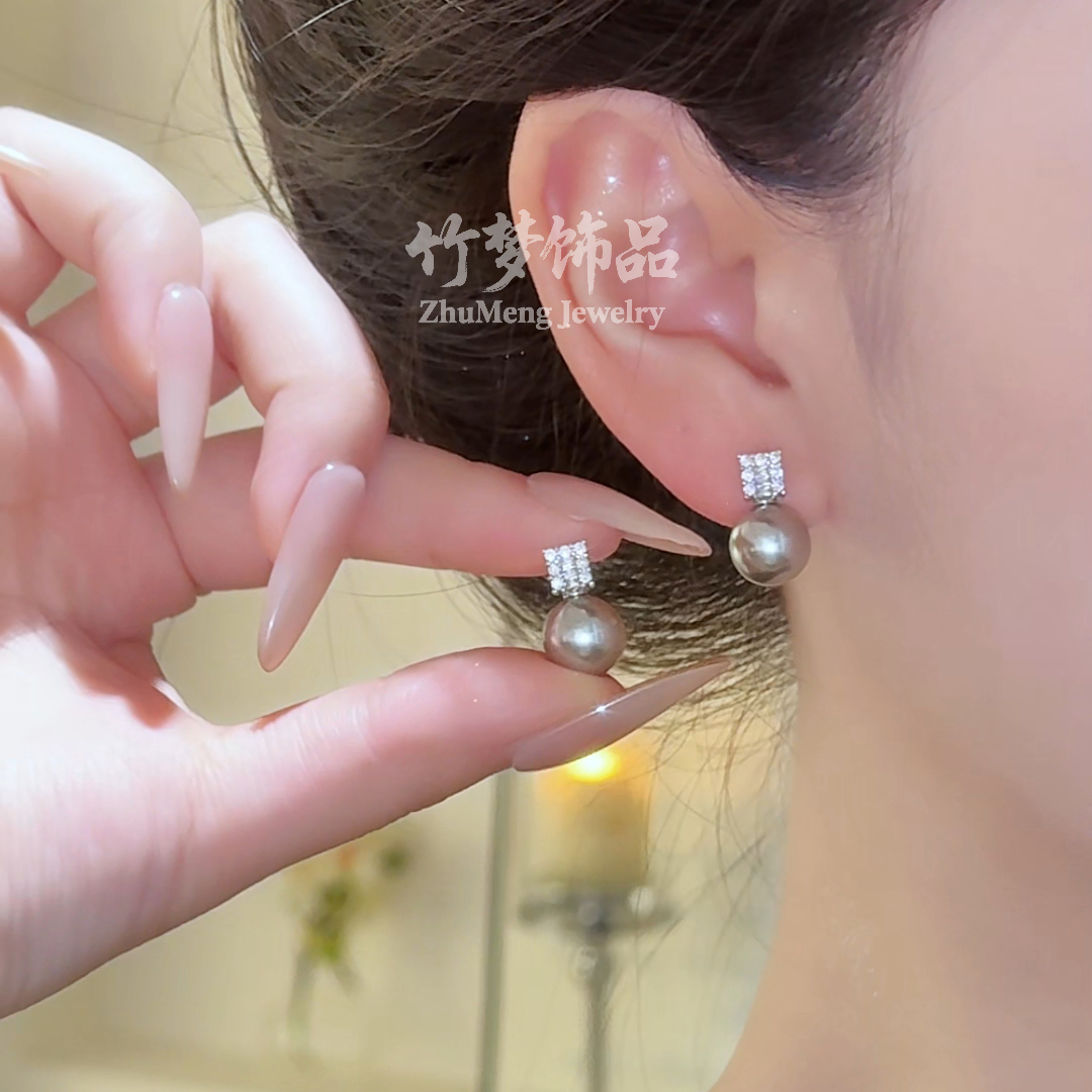 【珠梦】甜美镶钻法式耳扣精致耳饰珠宝经典ES719