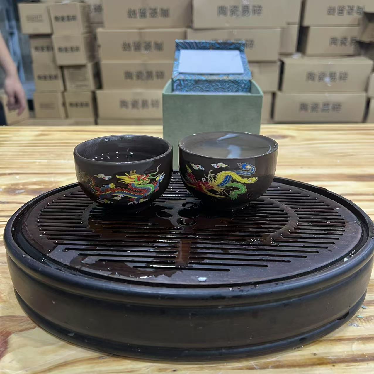 ZH1745紫砂变色龙凤对杯