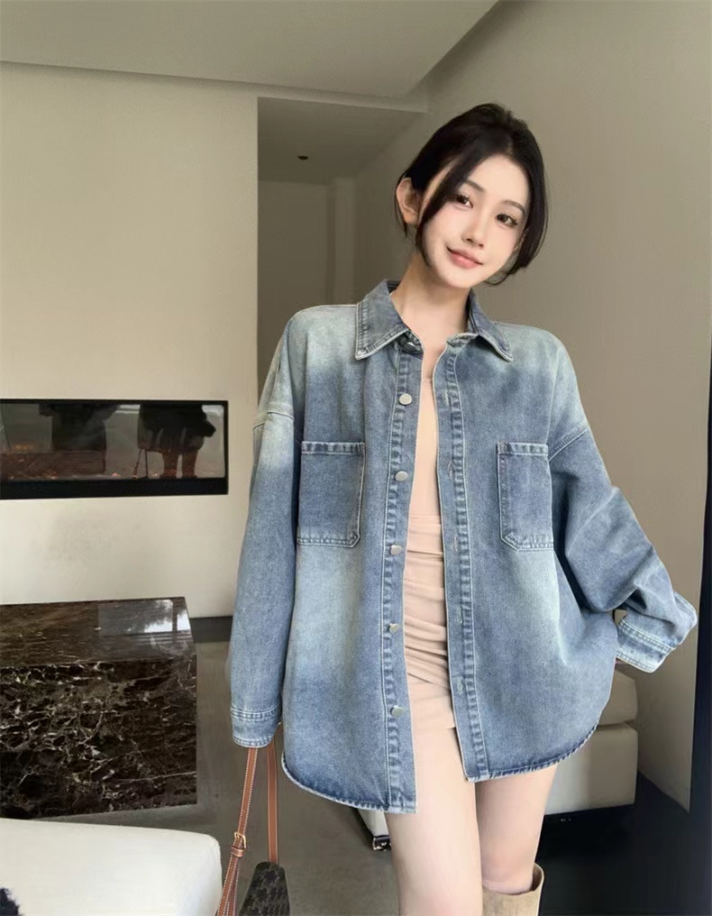 【实体店品质】孕妇装外套秋款时尚休闲百搭牛仔长袖衬衫外套