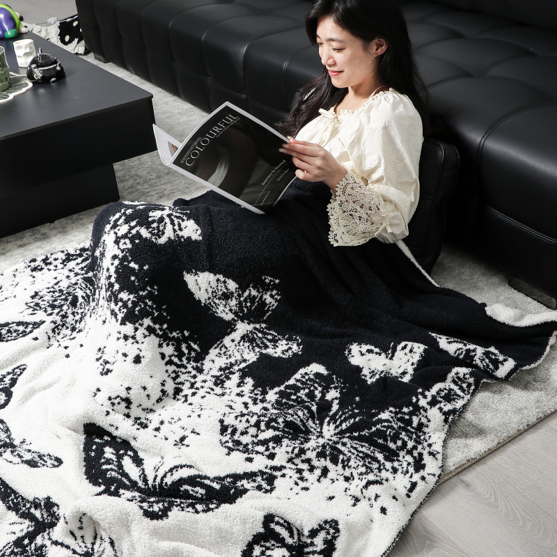 麦颜蝴蝶沙发毯子2025新款客厅生活休闲高定午睡万能盖毯多功能