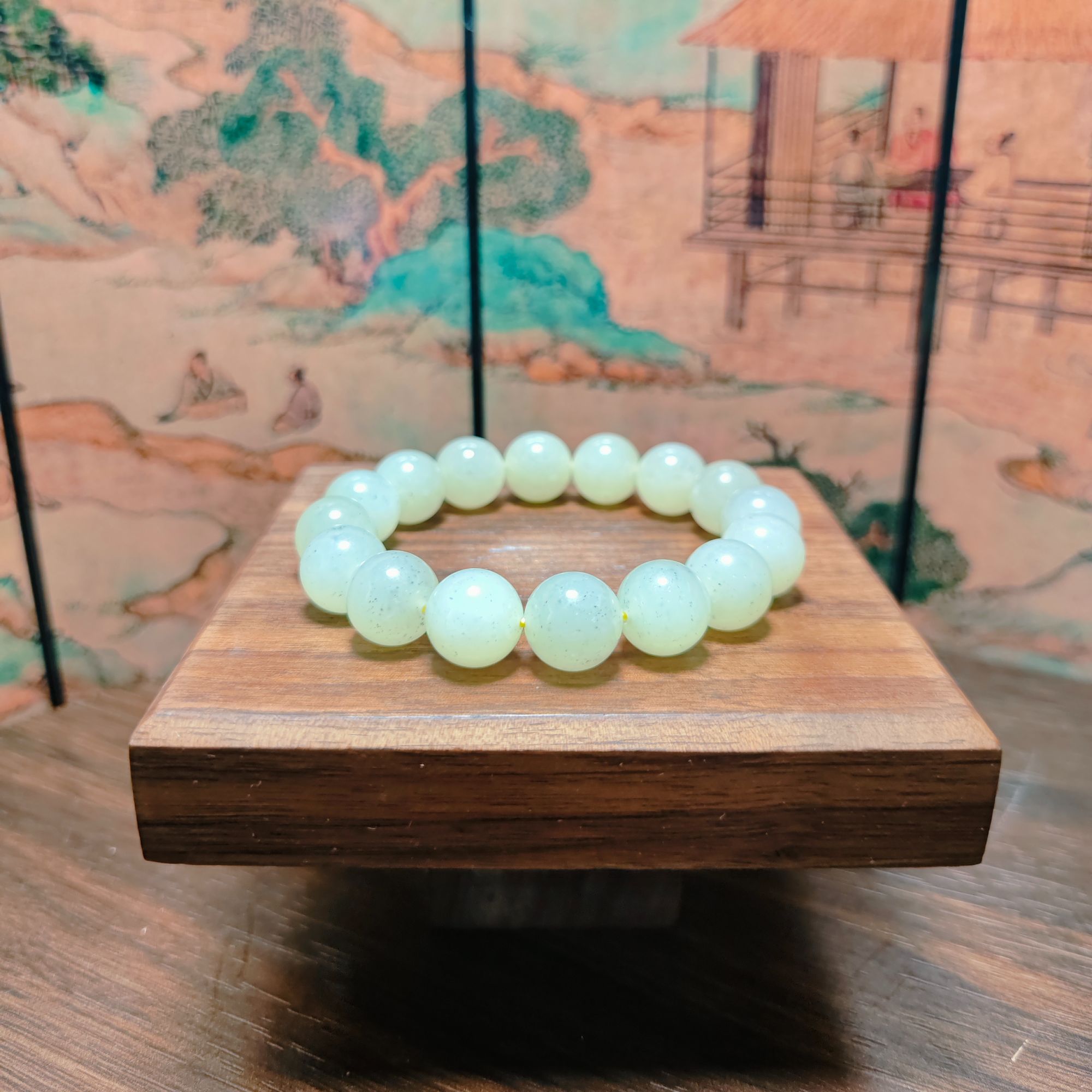 A和田玉圆珠手串（卡12）2266