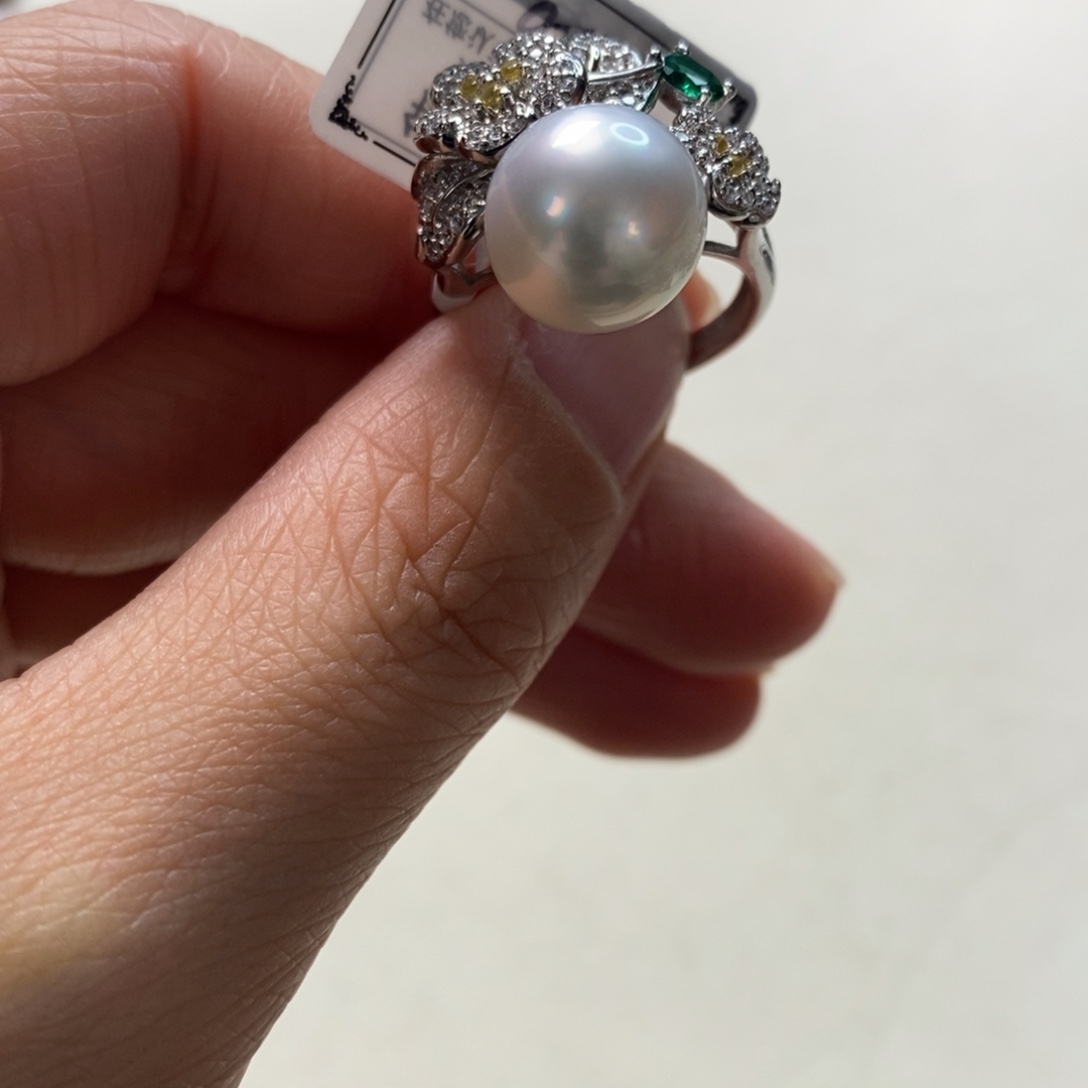 海水珍珠戒指银S925镶嵌