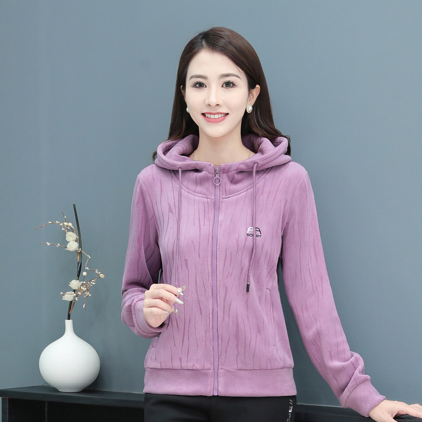 9066#新款奥利绒连帽保暖棉衣外套上衣