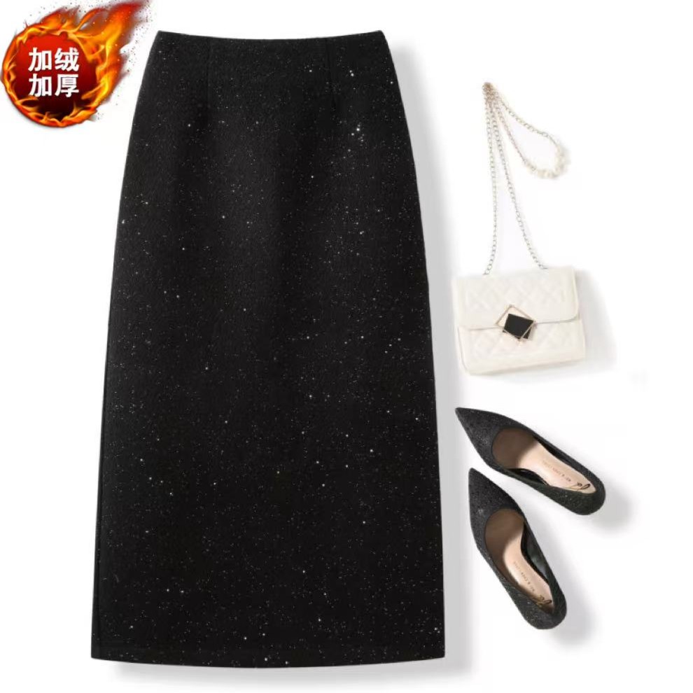 【3个长度加厚】网红半身裙气质时尚开叉秋冬显瘦百搭中长款高腰