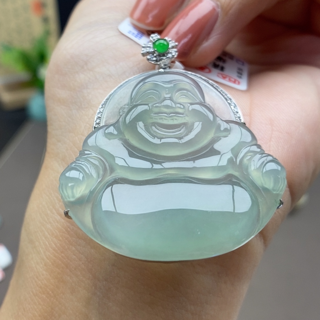 翡翠18K金镶嵌颈饰吊坠34