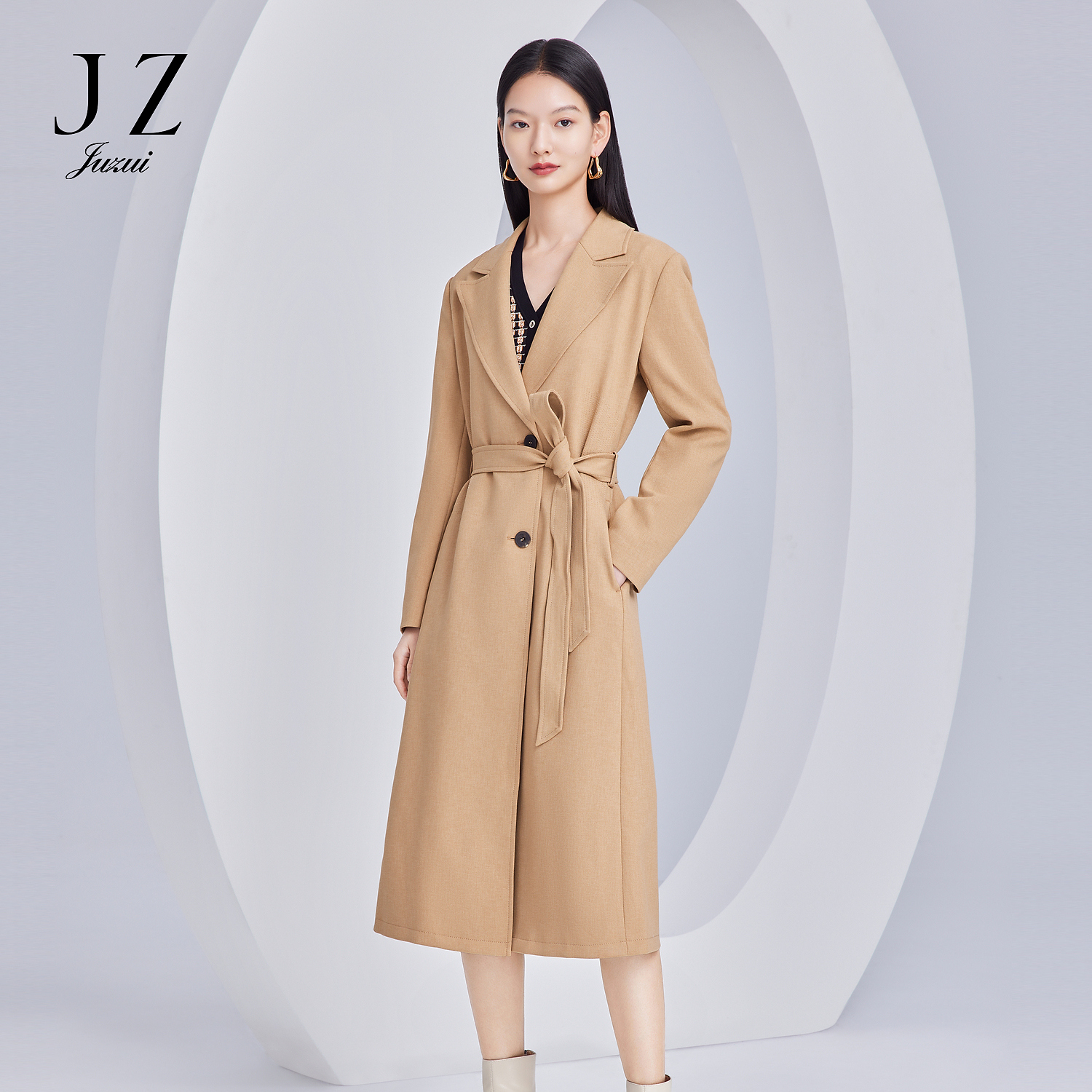 【丽公主专属】商场同款JZ玖姿JWCQ41111休闲风衣女装通勤系带外套