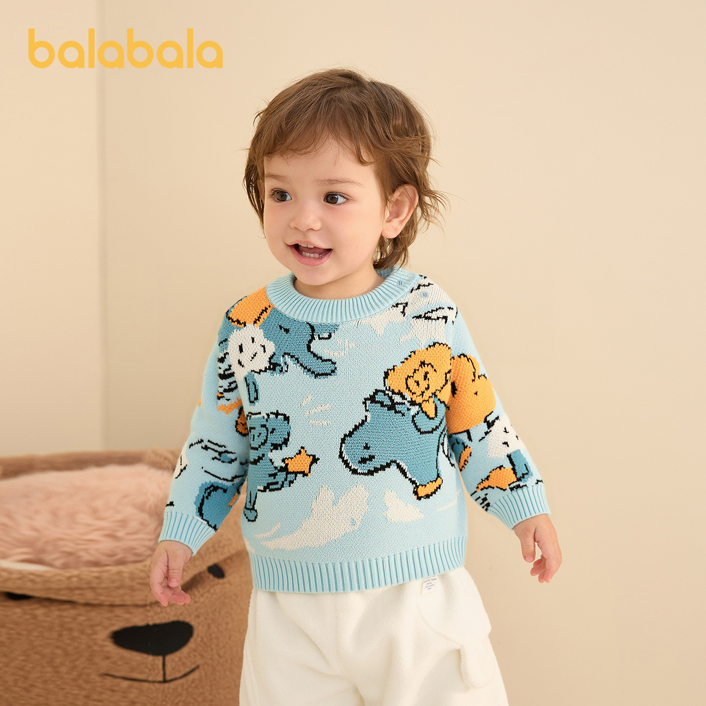 【商场同款】巴拉巴拉童装宝宝毛衫男童提花针织衫秋冬舒适休闲潮