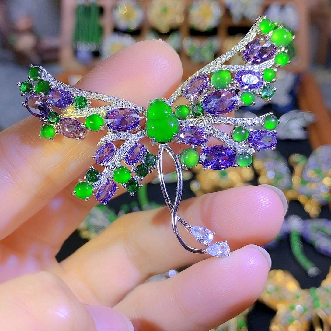 吊坠(不含链)银S925镶嵌翡翠