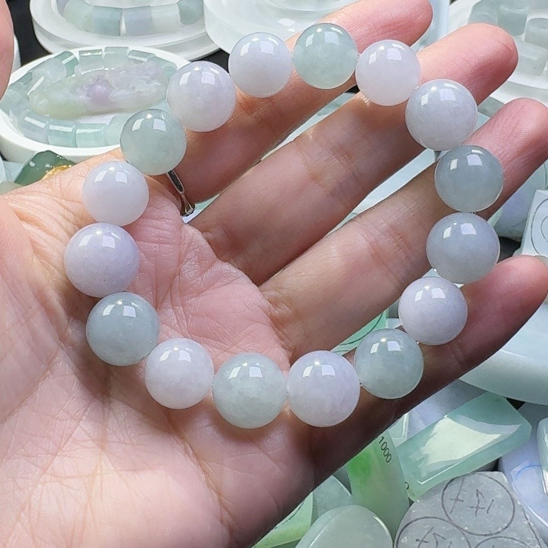 人***路定制翡翠未镶嵌16颗12手串