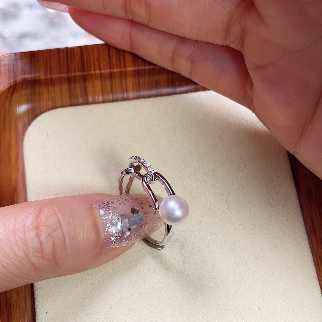 海水珍珠戒指银S925镶嵌