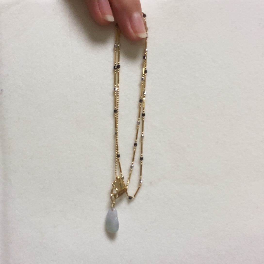 翡翠颈饰18K金镶嵌简单